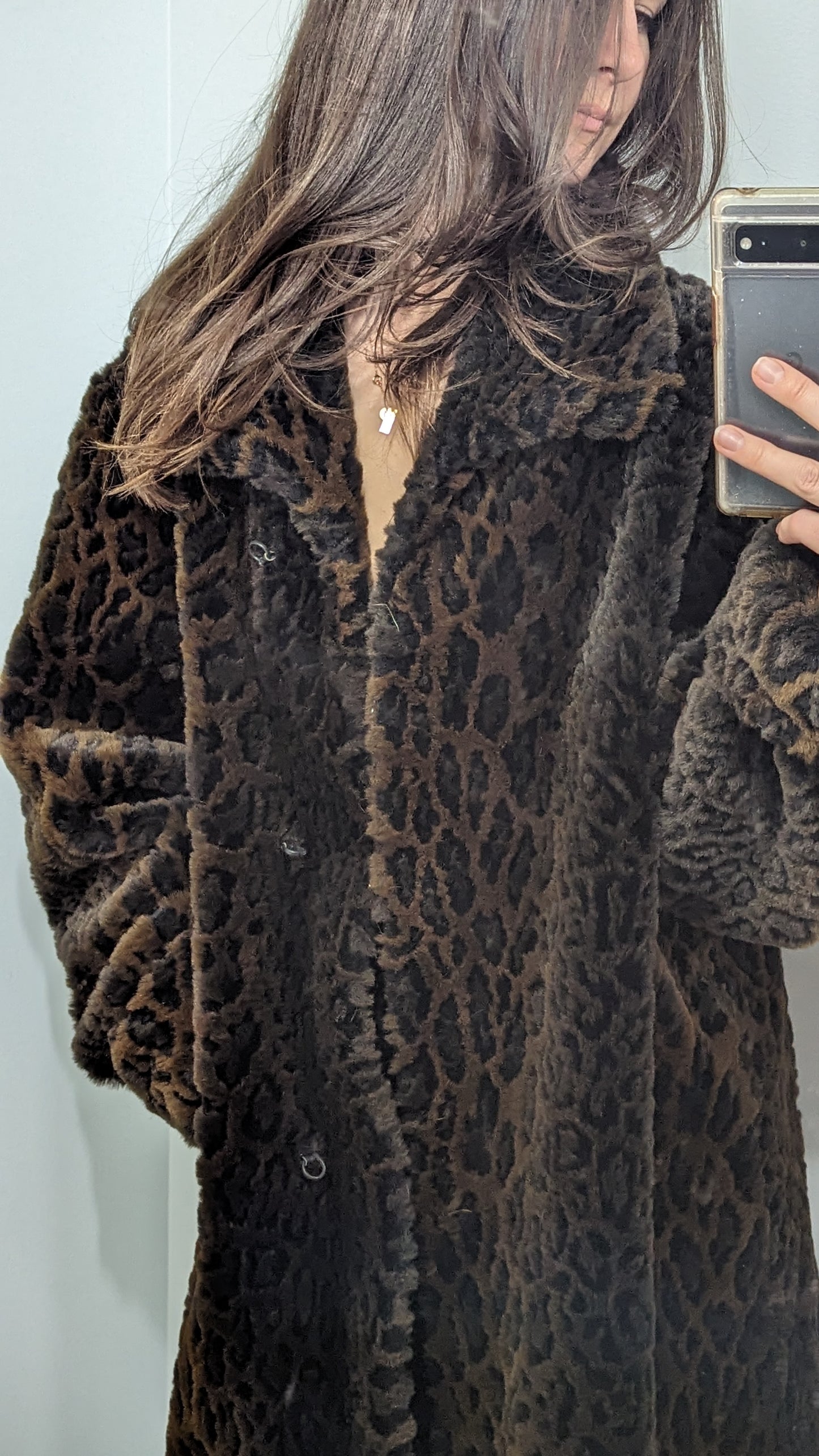 Leopard Print Faux Fur Coat